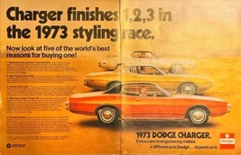 1973 DODGE CHARGER - DODGE - CHRYSLER-Double Ad-1970&#39;s Vintage Print Ad - $16.40