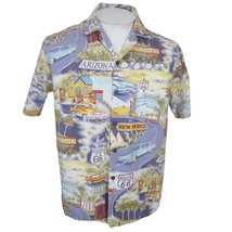 Pacific Legend Men Hawaiian camp shirt p2p 22 L Rte 66 cars USA Americana VTG - £31.53 GBP