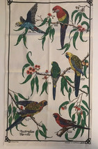 VINTAGE Linen Cotton Hand Towel Australian Parrots Bold Colors 18x32  - £10.10 GBP