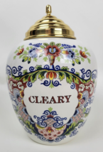 Vintage Royal Goedewaagen Delft Cleary Tobacco Jar Apothecary w Brass Li... - £197.38 GBP