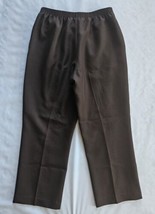Alfred Dunner Women Size 16 Petite Pull On Pants Black, Brown Elastic Waist - £11.79 GBP