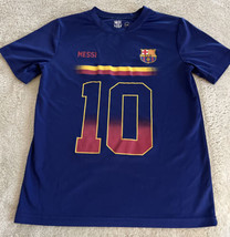 FCB Barcelona Navy Blue Red Yellow Messi 10 Atheltic Shirt Large 12-14 - £9.57 GBP