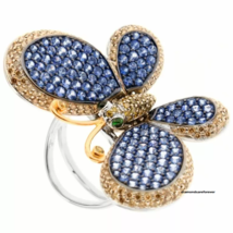 Sapphire Garnet Gemstone Beautiful Butterfly Women&#39;s 925 Silver With 2ct CZ Ring - $653.62