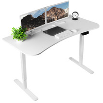 VIVO White Electric Height Adjustable Stand Up Desk Frame with Table Top - £504.56 GBP