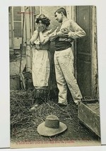 Couple Man In Yard Too Late He Says My Heart French Courting Postcard I17 - £4.72 GBP