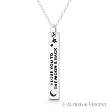 I Love You To The Moon &amp; Back Charm 31x5mm Pendant in Italy .925 Sterling Silver - £11.25 GBP+