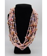 Joan Rivers QVC Vintage 18” Pastel Pink/Wooden bead Torsade Necklace Signed - $742.38 MXN