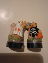 Lot Of 2 Mini Halloween Figures Teddy Bears Figurines Ghost Skeleton - £17.32 GBP