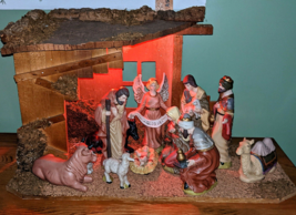 Christmas Nativity Set Rustic Manger Jesus Mary Joseph Realistic Faces Large 13&quot; - £79.48 GBP