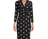 Anne Klein Polka Dot Bracelet Sleeve Wrap Dress Strech Size Large Black ... - £33.62 GBP