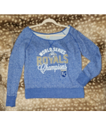 KC Royals Heathered Blue Womens Thermal Tee LS Wide Neck World Series 20... - £21.90 GBP