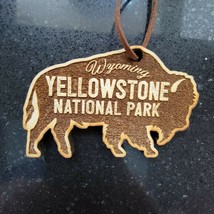 Wood Yellowstone National Park Christmas Ornament Bison 3.8&quot; WY Buffalo - £14.89 GBP