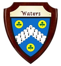 Waters Irish Coat of Arms Shield Plaque - Rosewood Finish - £34.81 GBP