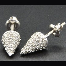 0.50 Ctw D/FL Brilliant Moissanite 14K White Gold Over Bullet Cone Stud Earrings - £42.20 GBP