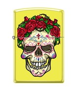 ZIPPO Skull With Roses Neon Yellow Lighter Sugar Skull Windproof Engrava... - £23.38 GBP