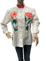 Vintage Wrangler Long Sleeve Embroidered Button Up Floral Tuxedo Shirt Womens L - £35.39 GBP