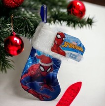 Marvel Spider-Man Satin Mini Christmas Holiday Stocking  White Plush Cuf... - £6.13 GBP