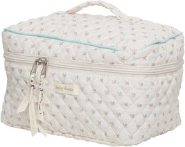 Cotton Makeup Bag Floral Cute Makeup Bag Large Travel Cosmetic Bag Quilted Cosme - £25.41 GBP