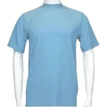 Men Dressy T-Shirt LOG-IN UOMO Soft Crew Neck Corded Short Sleeves 218 Sky Blue image 2