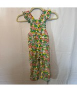 Health-tex Vintage Toddler Overalls 4T Colorful House Print Ruffle Vinta... - $32.95