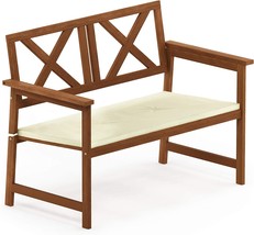 Furinno Fg18113C Tioman Hardwood Outdoor Patio Furniture X-Back Bench, Natural - £99.05 GBP