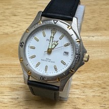 Vintage Pulsar Quartz Watch V732-X039 Men Silver Leather Date Analog New Battery - £22.77 GBP