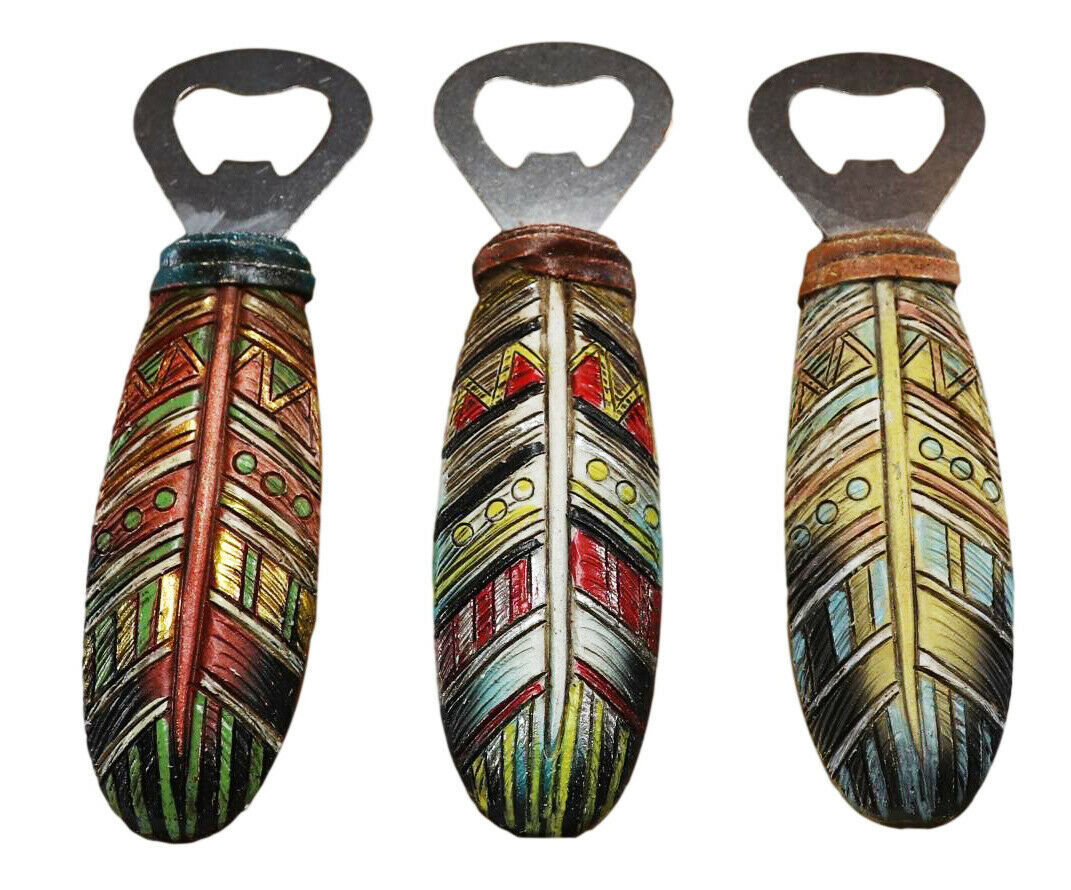 Pack Of 3 Southwestern Rustic Dreamcatcher Feathers Hand Beer Bottle Ope... - $24.99
