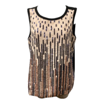 Anthropologie Tiny Womens Tank Top Beige Gray Sequined Front Sleeveless S - £17.92 GBP