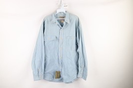 NOS Vintage 90s Calvin Klein Mens L Checkered Chambray Collared Button Shirt USA - £43.10 GBP