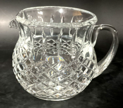 FTD Crystal Pitcher Glass Diamond Cut Pattern 4 ¾” Tall 20 Oz Clear Heav... - $21.73