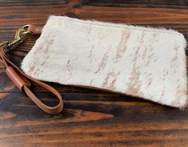 Hide Junkie women&#39;s large hairon wristlet bag in Cream/Brown/Tan - size ... - $44.55