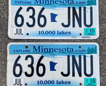 Minnesota 2015 Blue on White 10,000 Lakes License Plate Set #636 JNU - $19.37
