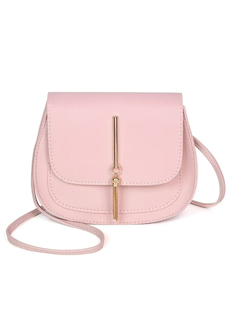 Golden Tassel Shoulder Saddle Bag Pink  - £7.98 GBP