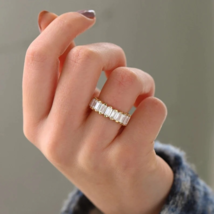 CZ AAA+925 Sterling Silver Baguette Full Eternity Ring, Baguette Wedding Ring - £98.86 GBP