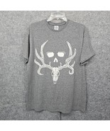 Vintage Y2K T Shirt Men Large Gray Bone Collector Skull Antlers Graphic ... - $14.01