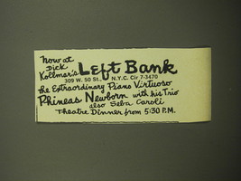 1960 Left Bank Club Ad - The extraordinary piano virtuoso Phineas Newborn - £11.71 GBP