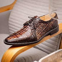 Caribe Rustic Genuine Caiman Crocodile Dress Shoes Derby Orix / Brown image 11
