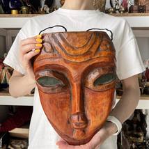 Huge Vintage African Tribal Hand Carved Wall Plaque Mask Wood Collectible UFO - £194.45 GBP