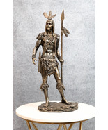 Large Native American Indian 3 Feathers Eagle Warrior With Spear Statue ... - $99.14 CAD