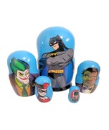 5pcs Hand Painted Russian Nesting Doll of Batman Biggest doll 7 inches tall - $53.72 CAD