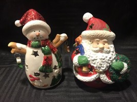 Snowman and Santa Luminary Tealight candleholder Christmas - £14.38 GBP