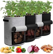 10 Gallon Potato Grow Bags with Harvest Window - 4 Pack Heavy Duty Planters - $42.52