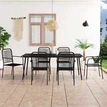 vidaXL Black Cotton Rope 7-Piece Dining Set, Modern Rustic Home Decor Furniture - $1,532.50 CAD