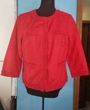 Talbots Womens Linen Blend Jacket Holiday Red Size 8P Lined Blazer - $26.95