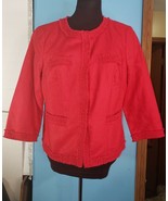 Talbots Womens Linen Blend Jacket Holiday Red Size 8P Lined Blazer - $36.93 CAD