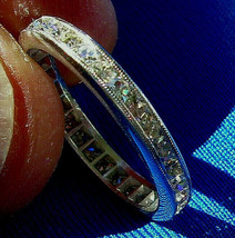 Earth mined Diamond Deco Wedding Band Platinum Eternity Anniversary Ring - £1,427.65 GBP