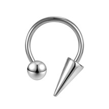ZS 16G Cone Septum Ring Stainless Steel Horseshoe Nose Piercing Spike Lip Rings  - £10.32 GBP