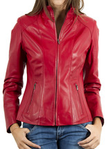 Women&#39;s Jacket Genuine Lambskin Leather Motorcycle Biker Handmade Casual Wear - £85.57 GBP