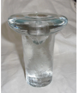 BLENKO clear Mushroom candle stick modern glass 4.25&quot; with sticker intact - £19.61 GBP