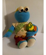 Singing Cookie Monster Plush With Frog Ribbit Tyco 1998 Sesame Street Se... - $29.69